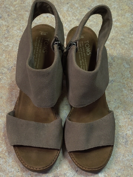 Toms Shoes - TOMS Women's Taupe Suede Wedge Sandals
